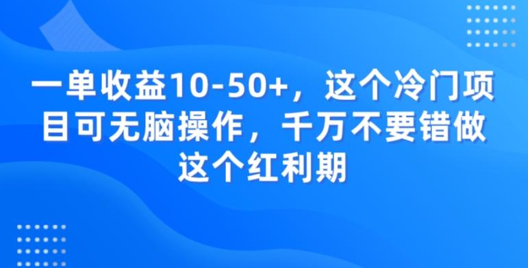 一单收益10-50+，这个冷门项目可无脑操作，千万不要错做这个红利期-点子口袋网