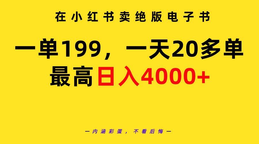 (9401期)在小红书卖绝版电子书，一单199 一天最多搞20多单，最高日入4000+教程+资料-点子口袋网