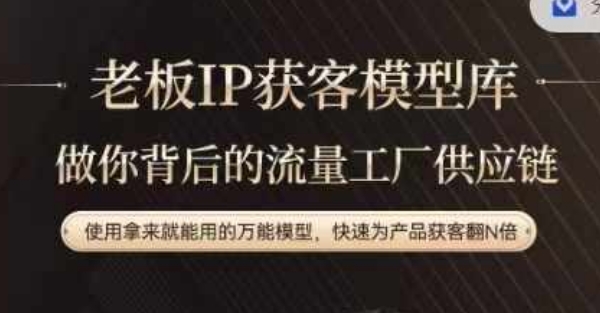 老板IP流量供应链，动作越少，账号越好，使用拿来就能用的万能模型，快速为产品获客翻N倍-点子口袋网