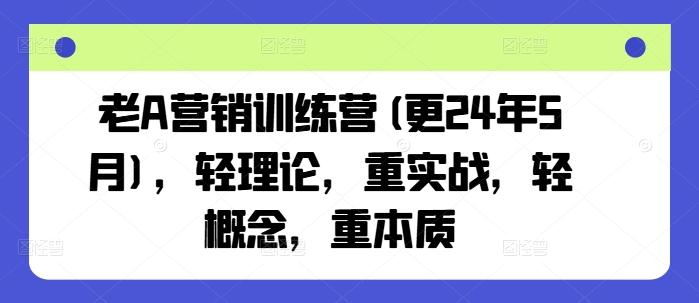 老A营销训练营(更24年6月)，轻理论，重实战，轻概念，重本质-点子口袋网