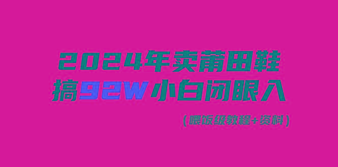(9329期)2024年卖莆田鞋，搞了92W，小白闭眼操作！-点子口袋网
