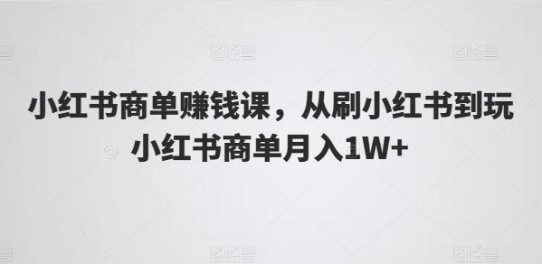 小红书商单赚钱课，从刷小红书到玩小红书商单月入1W+-点子口袋网