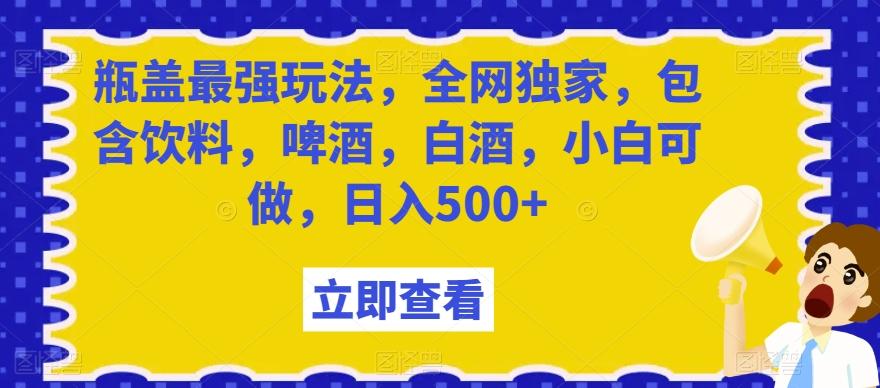 瓶盖最强玩法，全网独家，包含饮料，啤酒，白酒，小白可做，日入500+【揭秘】-点子口袋网