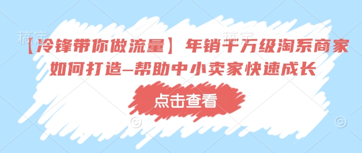 【冷锋带你做流量】年销千万级淘系商家如何打造–帮助中小卖家快速成长-点子口袋网