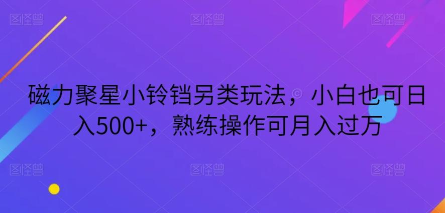 磁力聚星小铃铛另类玩法，小白也可日入500+，熟练操作可月入过万-点子口袋网