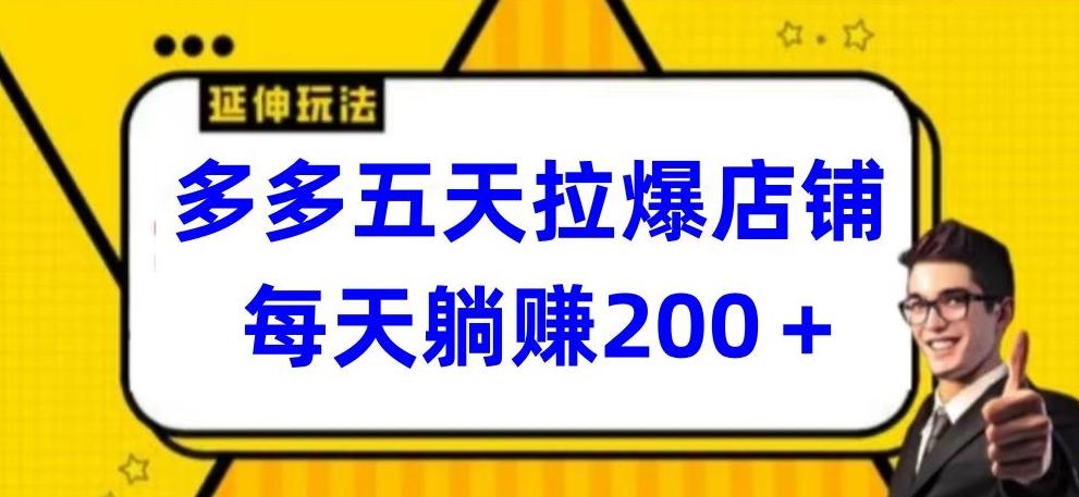 多多五天拉爆店铺，每天躺赚200+【揭秘】-点子口袋网