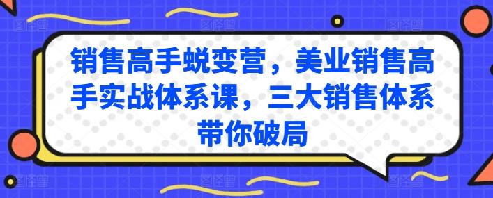 销售高手蜕变营，美业销售高手实战体系课，三大销售体系带你破局-点子口袋网