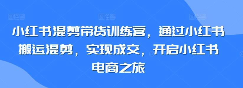 小红书混剪带货训练营，通过小红书搬运混剪，实现成交，开启小红书电商之旅-点子口袋网
