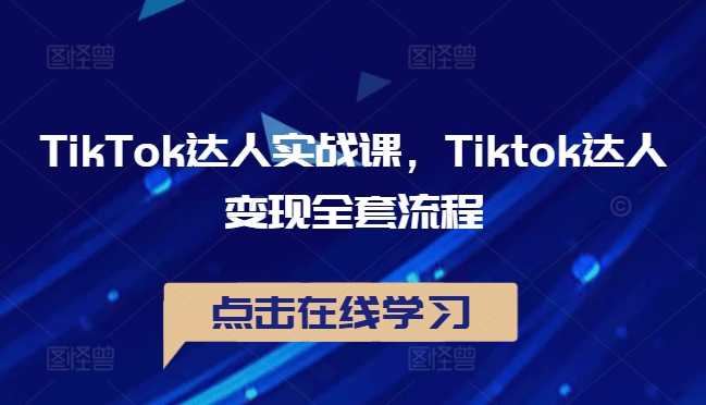 TikTok达人实战课，Tiktok达人变现全套流程-点子口袋网