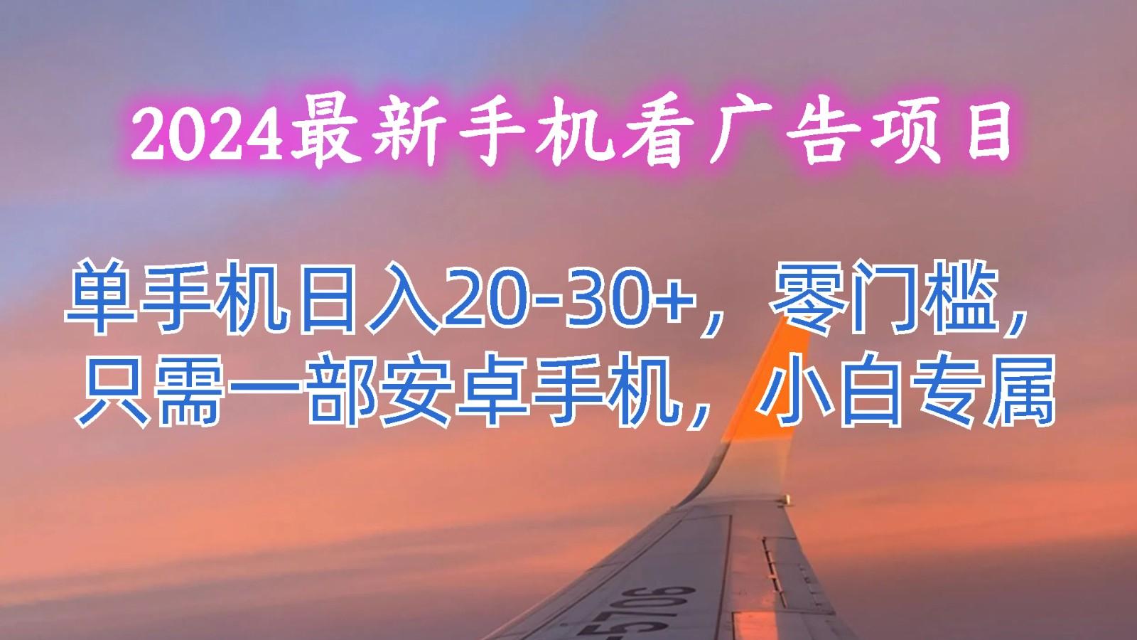 2024最新手机看广告项目，单手机日入20-30+，零门槛，只需一部安卓手机，小白专属-点子口袋网