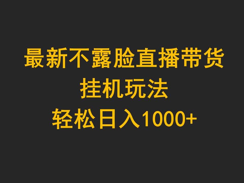 (9897期)最新不露脸直播带货，挂机玩法，轻松日入1000+-点子口袋网