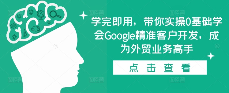学完即用，带你实操0基础学会Google精准客户开发，成为外贸业务高手-点子口袋网