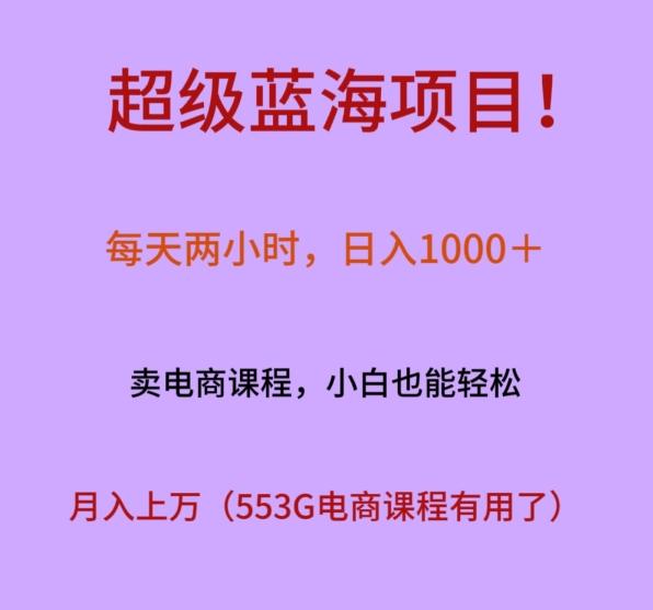 超级蓝海项目！每天两小时，日入‌1000＋，卖电商课程，小白也能轻‌松，月入上万-点子口袋网