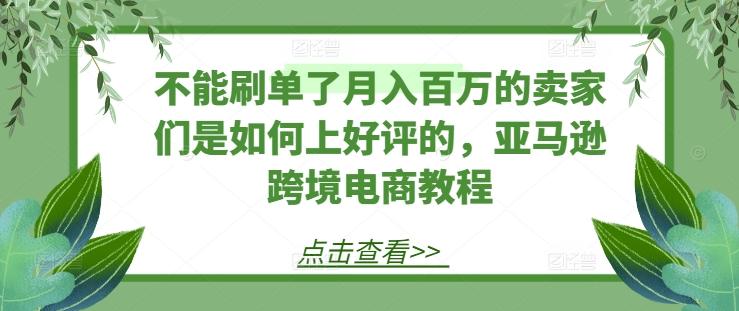 不能刷单了月入百万的卖家们是如何上好评的，亚马逊跨境电商教程-点子口袋网