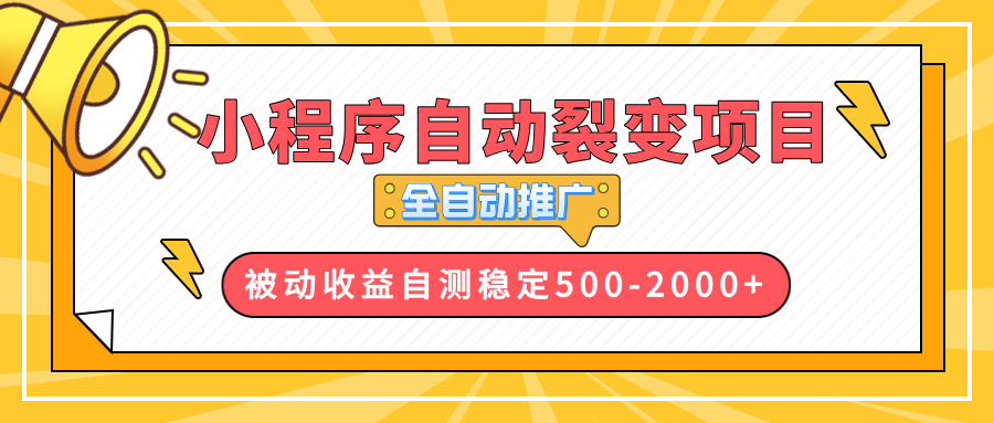 【小程序自动裂变项目】全自动推广，收益在500-2000+-点子口袋网
