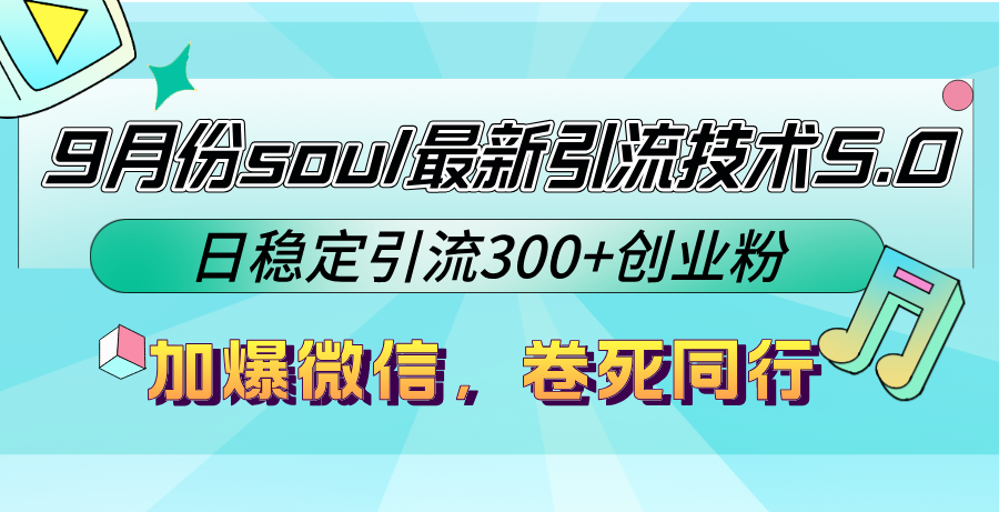 9月份soul最新引流技术5.0，日稳定引流300+创业粉，加爆微信，卷死同行-点子口袋网