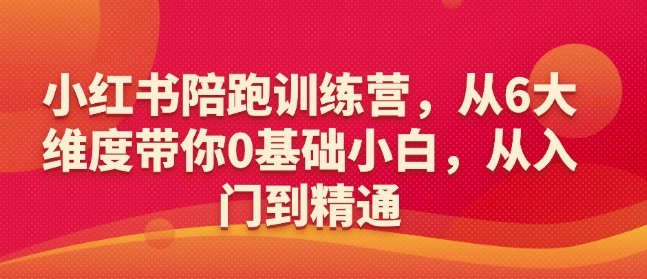 小红书陪跑训练营，从6大维度带你0基础小白，从入门到精通-点子口袋网