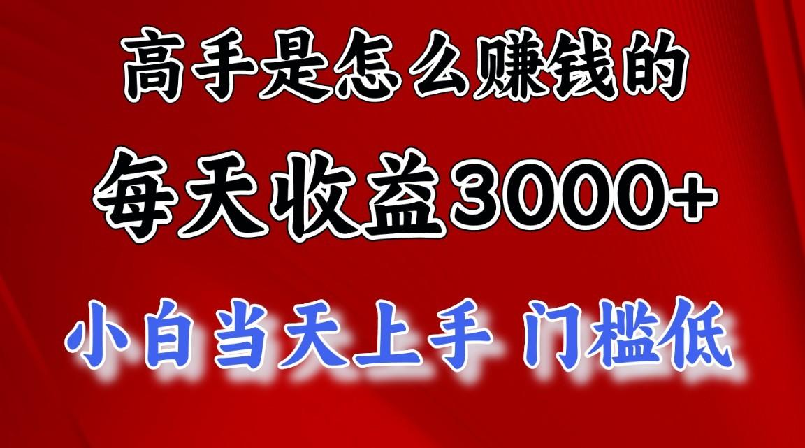 高手是怎么一天赚3000+的，小白当天上手，翻身项目，非常稳定。-点子口袋网