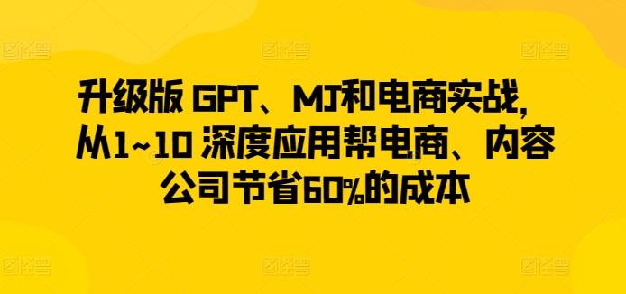 升级版 GPT、MJ和电商实战，从1~10 深度应用帮电商、内容公司节省60%的成本-点子口袋网