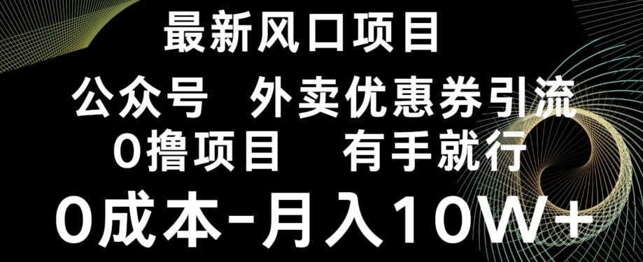 最新风口，0撸项目，抖音外卖公众号，优惠券引流，0成本月入10W+-点子口袋网